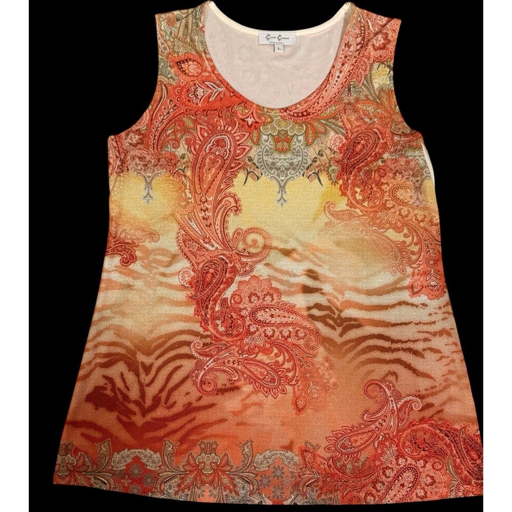 Cover Charge Layered Paisley Tank With Angel Wing Sheer Blouse Women’s L Boho - Picture 3 of 6